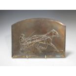 E Loder' a polished bronze plaque trotting trophy