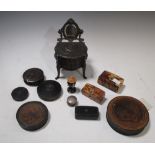 Various 19th century papier mache boxes and other items