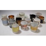 Fourteen 19th century coffee cans, one with associated saucer, including examples from Derby, Minton