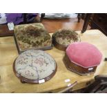 Victorian circular footstool and three others (4)