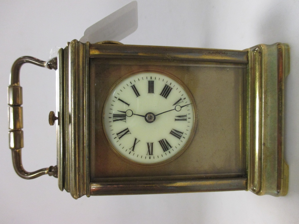 A French carriage clock, circa 1880 with repeat button and gong strike, with replacement platform - Image 3 of 3