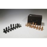 A Chinese boxed wooden chess set