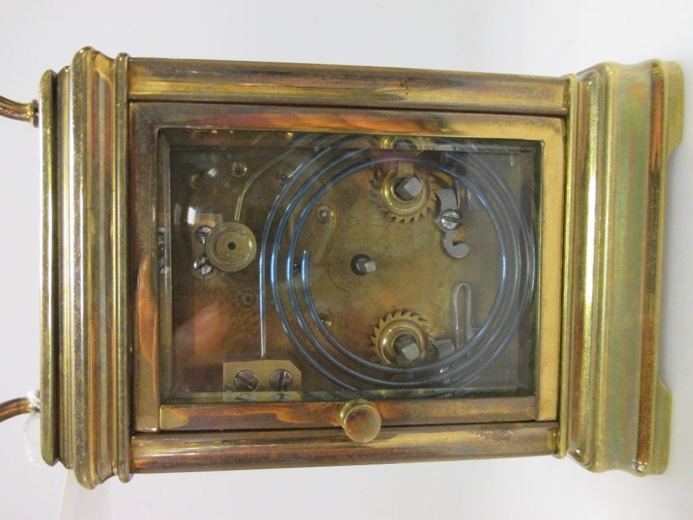 A French carriage clock, circa 1880 with repeat button and gong strike, with replacement platform - Image 2 of 3