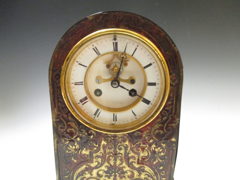 A late 19th century Boule inlaid mantle clock with eight day movement - Image 2 of 3