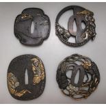 Four Japanese tsuba