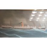 A pierhead painting, RMS Orontes, gouache on board, and a print of Rome