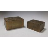 Two gilt metal boxes featuring fox and hounds