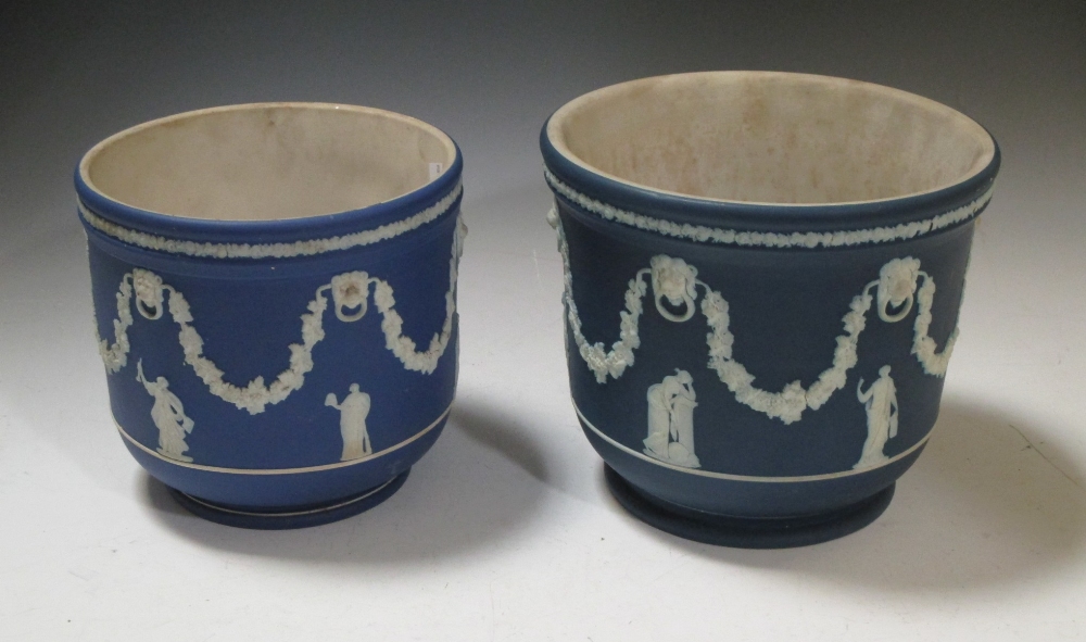 A Wedgewood jasperware jardniere, together with another