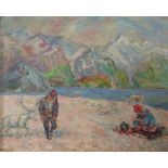 Alfild Guinness (British, 20th Century) Lappland scene - From Finmark signed lower left "A