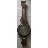An inlaid mahogany banjo barometer, 97cm (h)
