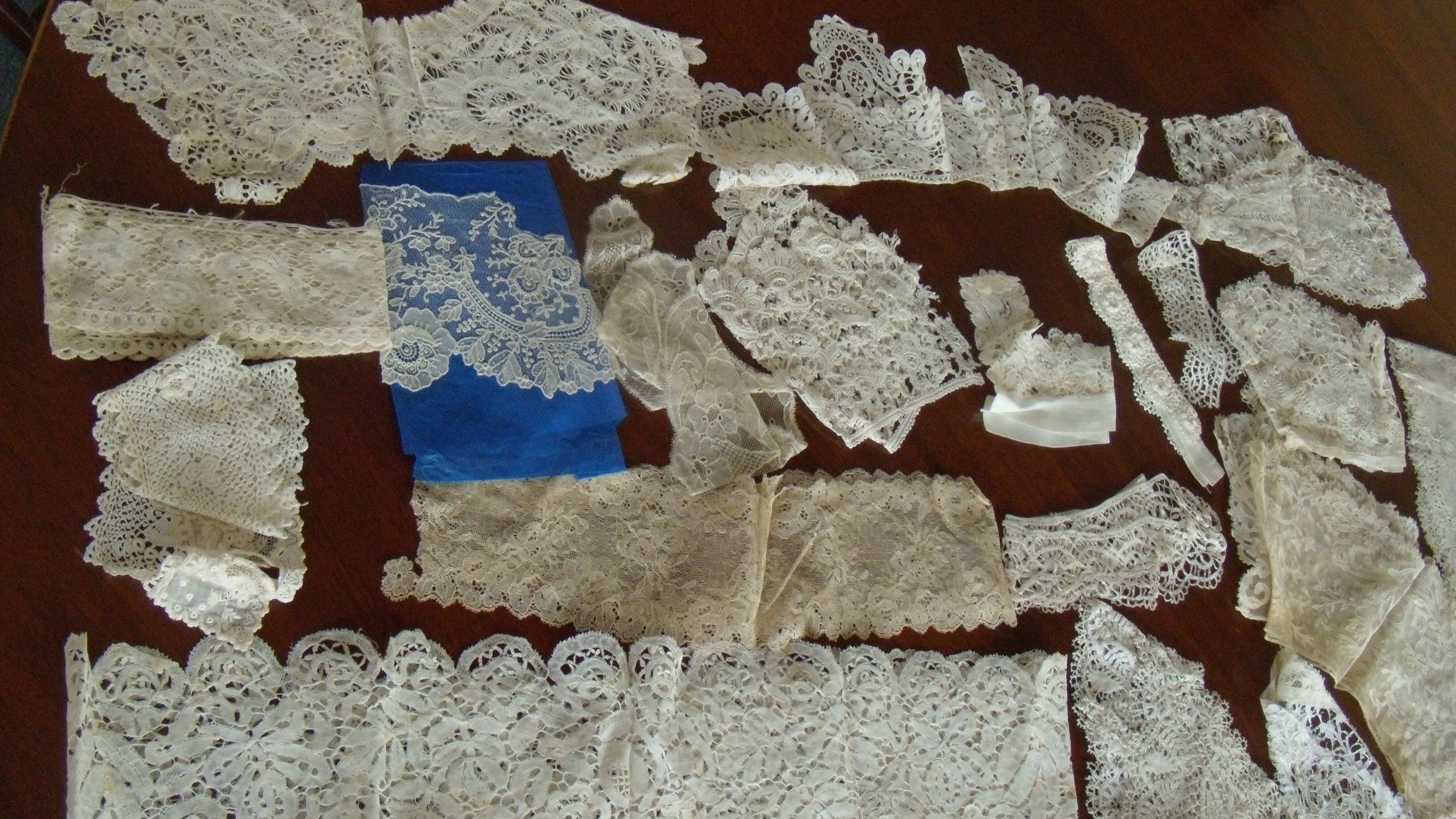 A box of lace collars, three caps, lace tape and panels - Image 6 of 7