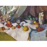 After Paul Cezanne - Still life with Apples, oil on canvas, framed, 59 x 74 cm