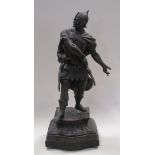 A large spelter figure of a knight, 63cm tall