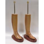 A pair of lamps in the form of boot trees