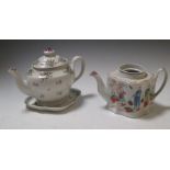 New Hall, a 376 pattern tea pot and cover, a 421 pattern tea pot and a 133 pattern stand