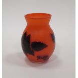 A De Latte Nancy orange and purple glass vase and a vaseline glass dressing table jar (2)