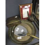 Indian and middle eastern metalware, a hand mirror and photograph frame