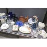 A quantity of assorted decorative ceramics and glass to include Copeland, Limoges, Stuart crystal