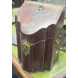 A pair of George III mahogany knife boxes (re-fitted interiors) and a brass bound mahogany