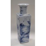 A Chinese blue and white vase of square section, 50cm high