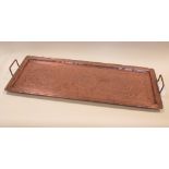 A Keswick style twin handled copper tray, 76 x 31cm
