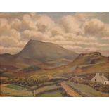 Cicely Anderson (British, 20th Century) - View of Muckish Mountain, Ireland, oil on board, signed
