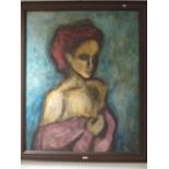 Modern Spanish School (20th Century), Woman in a mauve shawl, signed lower right "Juan '88", oil