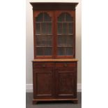 An Edwardian pine display cabinet bookcase