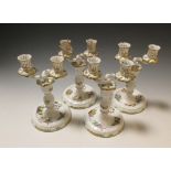 A set of four Herend twin branch candleabra