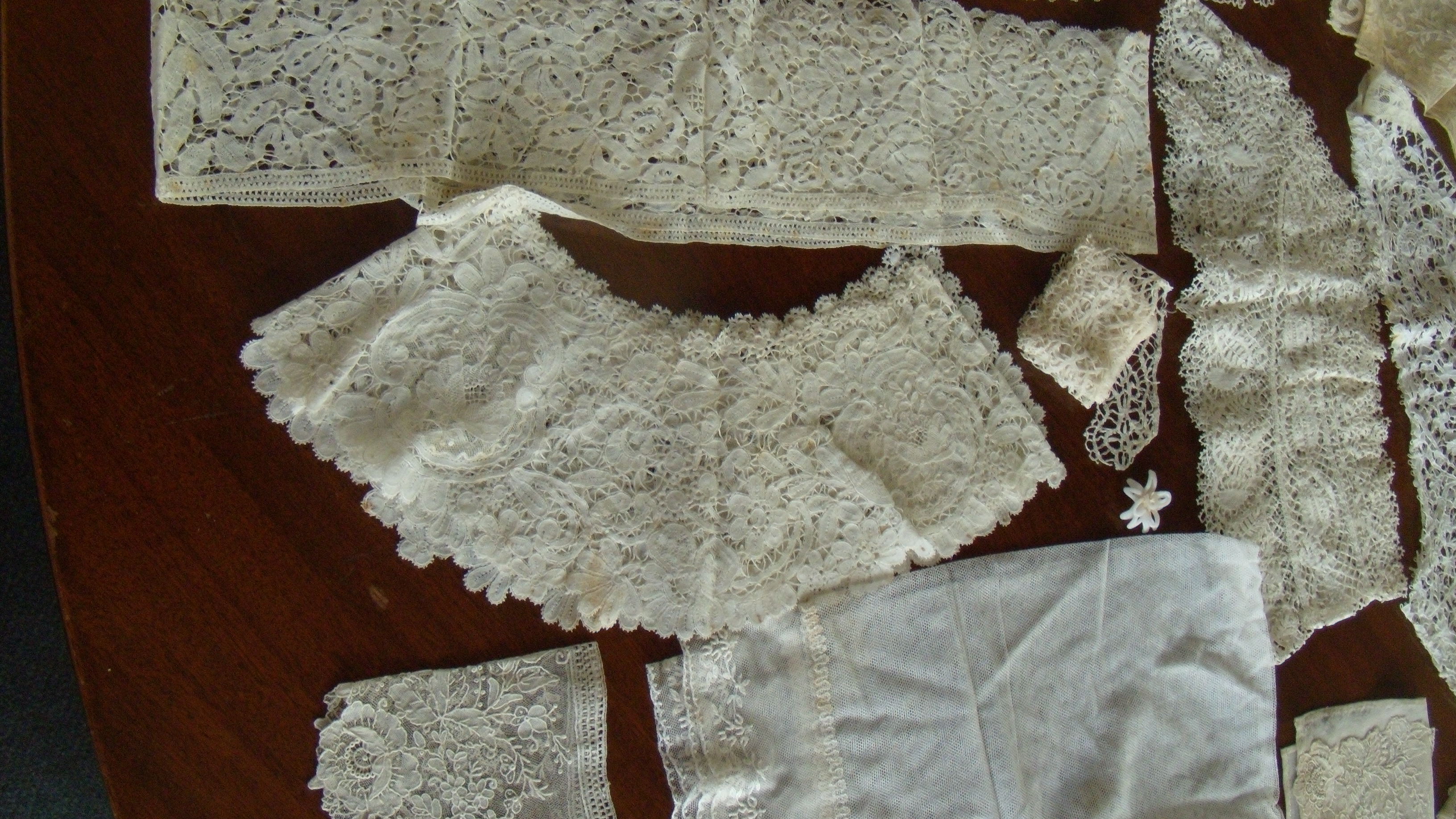 A box of lace collars, three caps, lace tape and panels - Image 7 of 7