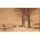 Owen Waters, three winter landscapes, oil on canvas, 'Farm at Tunstall, Norfolk' (14 x 21 cm) 'Child