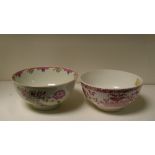 A Liverpool bowl, possibly Pennington's together with a Derby bowl, 15cm (6 in) diameter (2)  Good