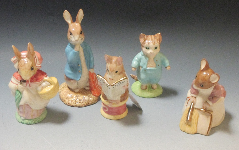 A group of five Beswick Beatrix Potter figures to include Peter and the Red Spotted Handkerchief,