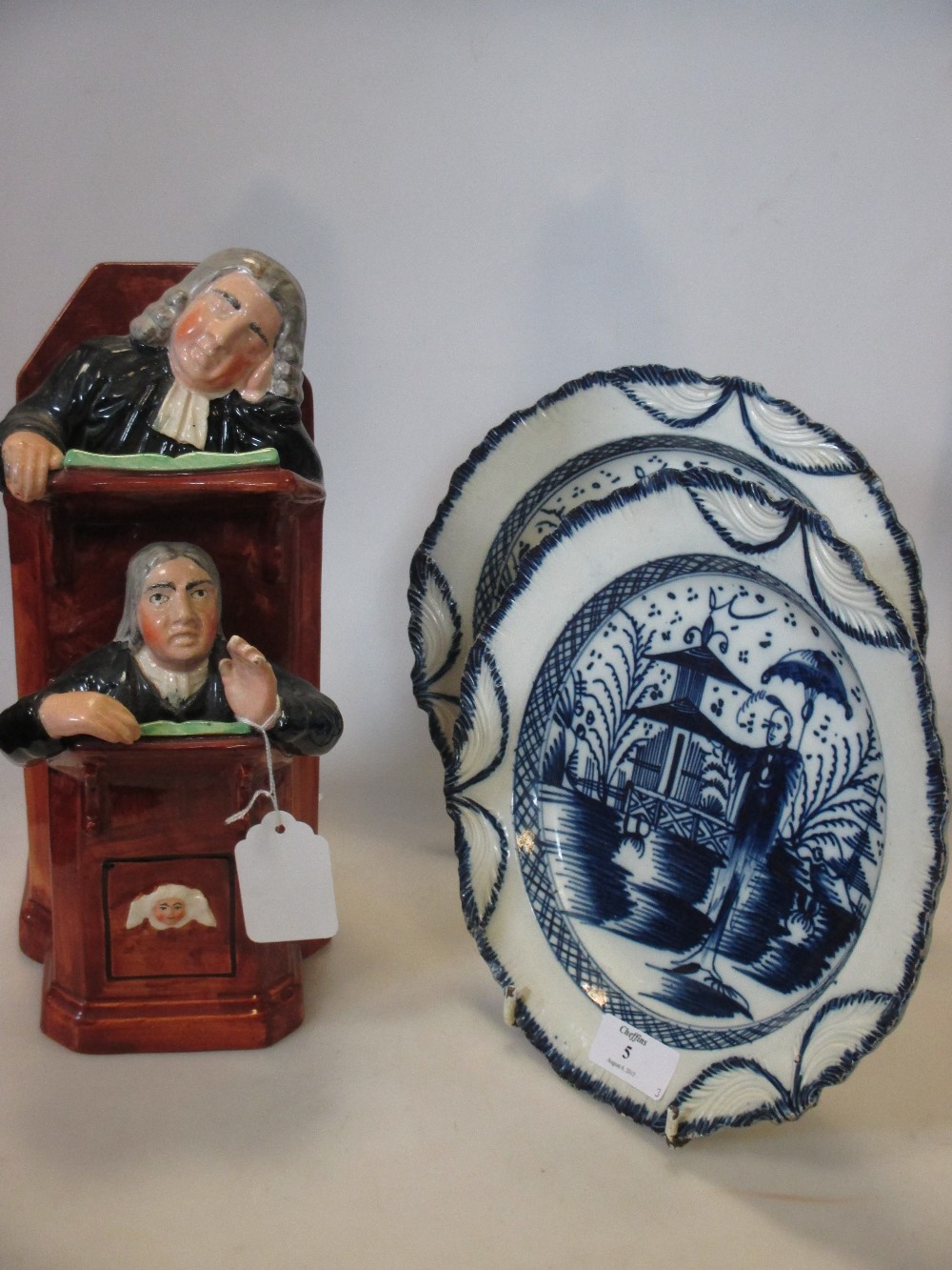 A Staffordshire pottery group of the Vicar and Moses together with a pair of late 18th/early 19th