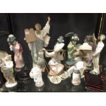 Eight Lladro figures of Oriental young ladies and a figure of Moses, and Don Quixote (10)