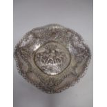 A 935 silver dish cast with putti