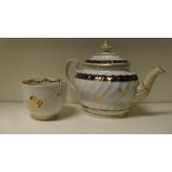A Barr Worcester tea pot and cover together with an earlier bowl, 10cm (4 in) diameter (3)  The