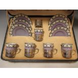 Silver mounted Ainsley coffee service, cased (incomplete)