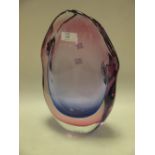 A blue and pink glass Murano vase