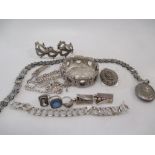 A quantity of silver jewellery to include a Victorian locket, a large 20th century locket, a
