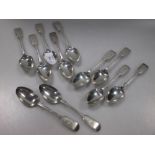 A Victorian set of eleven silver fiddle pattern teaspoons, by George Maudsley Jackson, London