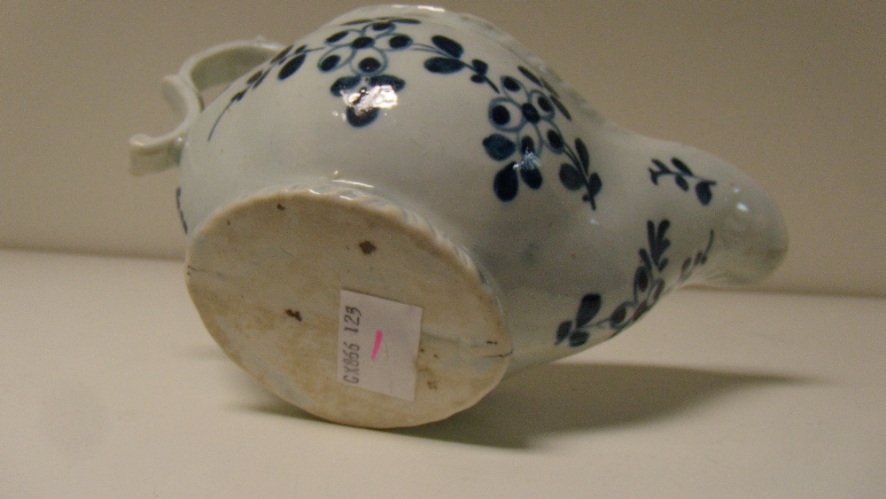 A Pennington's Liverpool blue and white sauce boat  There is a 1cm hair crack to the spout tip and - Image 4 of 4