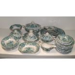 Attributed to Ridgway, a child's miniature dinner service printed in green (40)  One of the