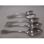 Five French silver teaspoons import marked for London 1902, a set of eleven silver gilt coffee