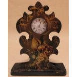 A Victorian papier mache watch holder together with a steel cased watch