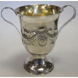 A silver two handled goblet