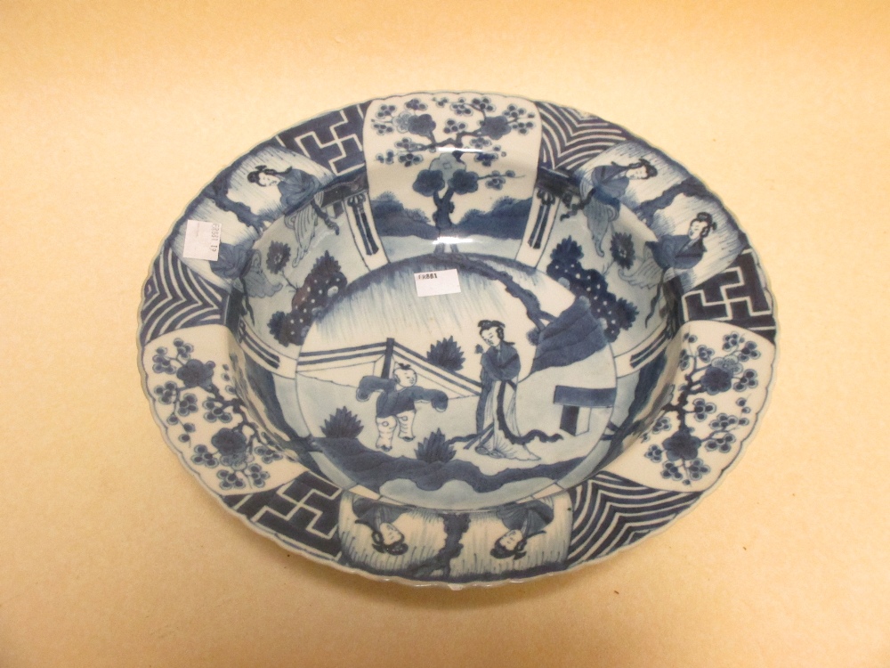 A Chinese Kang Xi style blue and white dish