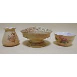 A Royal Worcester rose bowl and cover together with two other pieces of Royal Worcester (3)
