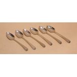 A matched set of six George III bright cut Old English pattern table spoons, three London 1791 and