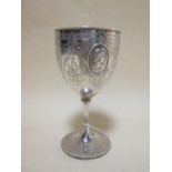 A silver goblet, makers mark GA, London 1863, 6oz